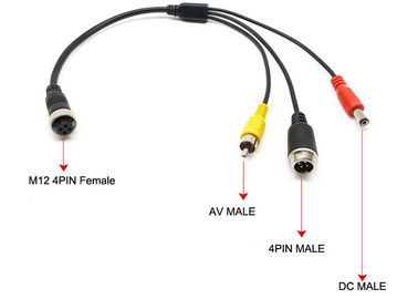 ملحقات DVR ، محول ميكروفون خارجي 4 دبوس أنثى قابس طيران إلى ذكر 4pin + RCA + DC