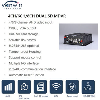 4G GPS WIFI بطاقة SD مزدوجة 4 قناة MDVR 1080P HDD AI DVR للسيارات الحافلة Floklift