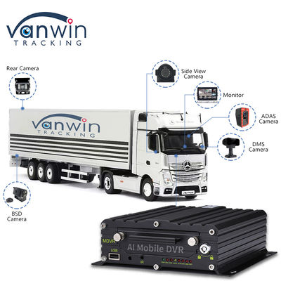 ADAS DMS BSD AI مركبة أسطول كاميرا سيارة مع 8CH WiFi GPS 4G Live View DVR المحمول للسيارة