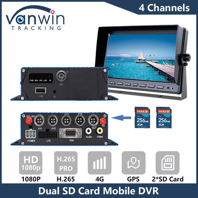 4G GPS بطاقة SD مزدوجة DVR المحمول 1080P 4CH كاميرات المراقبة المتحركة