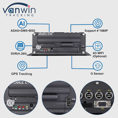 H.265 4CH 1080P HDD DVR المحمول للسيارة جهاز تسجيل الفيديو CCTV Kit نظام الكاميرا MDVR