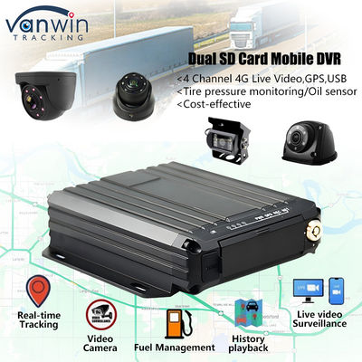 4CH 1080P بطاقة SD مزدوجة دعم DVR المحمول مستشعر النفط 4G مراقبة الفيديو في الوقت الحقيقي تعقب GPS