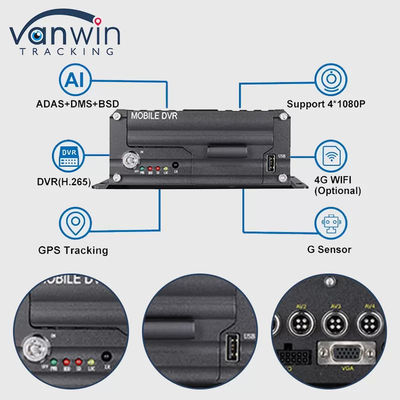 1080P 4CH HDD DVR 5G GPS Tracker نظام مراقبة المركبات لسلامة الأسطول