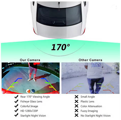 1080P AHD 170° سيارة كاميرا الرؤية الخلفية سيارة عكسية سوداء عين سمك عدسة مقاومة للماء رؤية ليلية عالمية