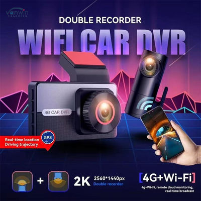 كاميرا داش 2K 4G بعدسة مزدوجة، كاميرا داش للرؤية الليلية، صندوق أسود للسيارة DVR للقيادة