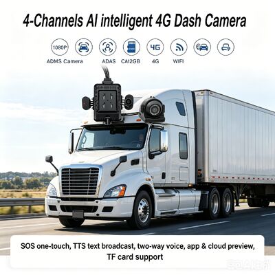 24 فولت 4CH AI Dash Cam Kit كاميرا أمن المركبات DVR مع كاميرا جانبية DMS ADAS BSD للشاحنة / الحافلة