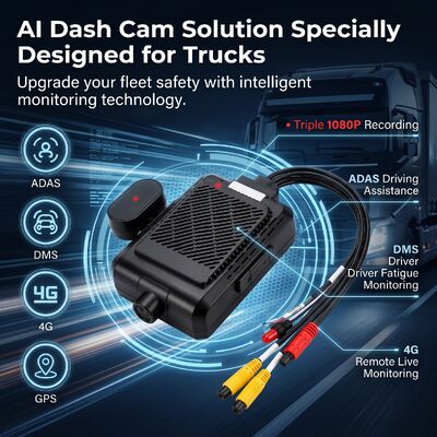 4-قناة الذكاء الاصطناعي الكاميرا الذكية 4G، ADAS + DMS + BSD السلامة النشطة، 1080P + 720P التسجيل للسيارات الأجرة