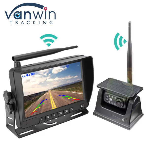 الكاميرا الشمسية ذات الطاقة المغناطيسية للنظر الخلفي 7 بوصة IPS Monitor لاسلكي 1080P DVR Kit للفانز مقطورة RV شاحنة سيارة