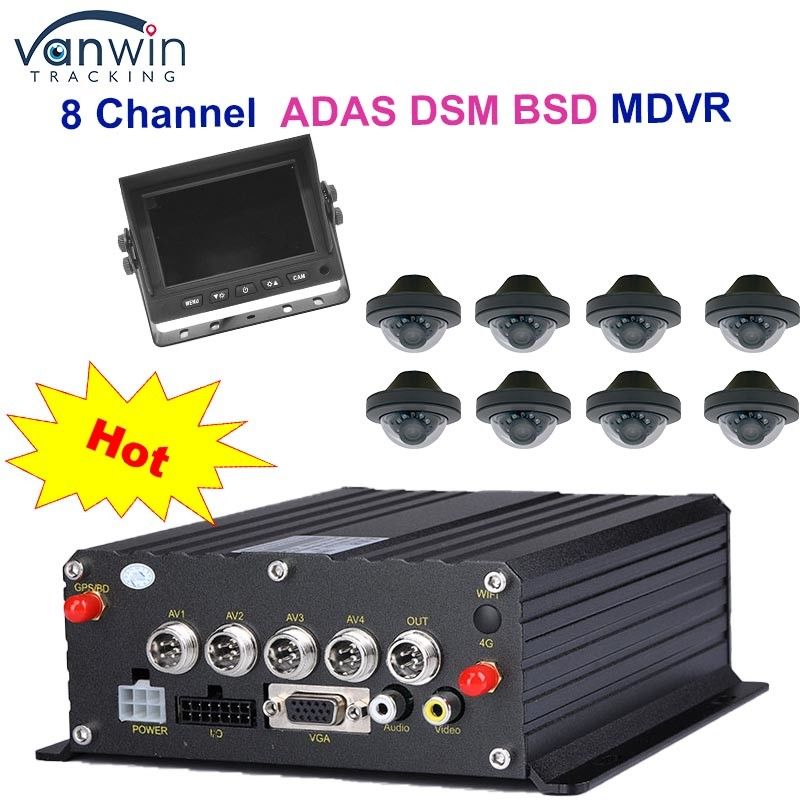 1080P H265 بطاقة SD مزدوجة 8 قناة DVR المحمول مع HDD ماكس 2TB لسيارات الأجرة الشاحنات