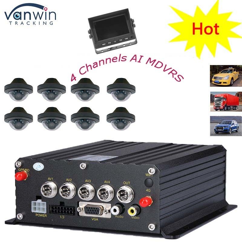 4G GPS WIFI بطاقة SD مزدوجة 4 قناة MDVR 1080P HDD AI DVR للسيارات الحافلة Floklift
