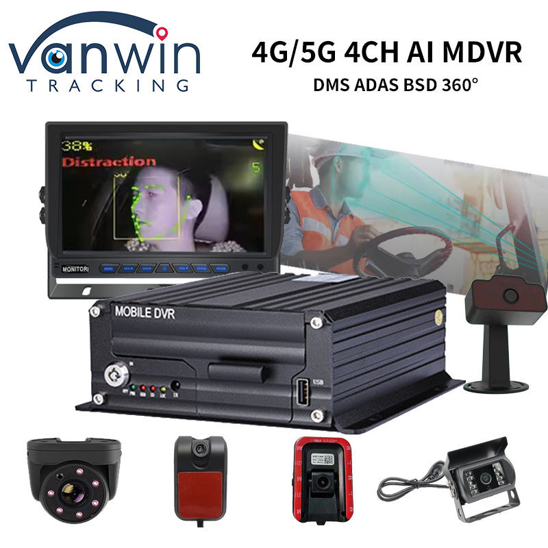 4 Ch AI Truck Bus Mobile DVR مع AI DSM ADAS BSD يدعم 4G 5G WIFI GPS