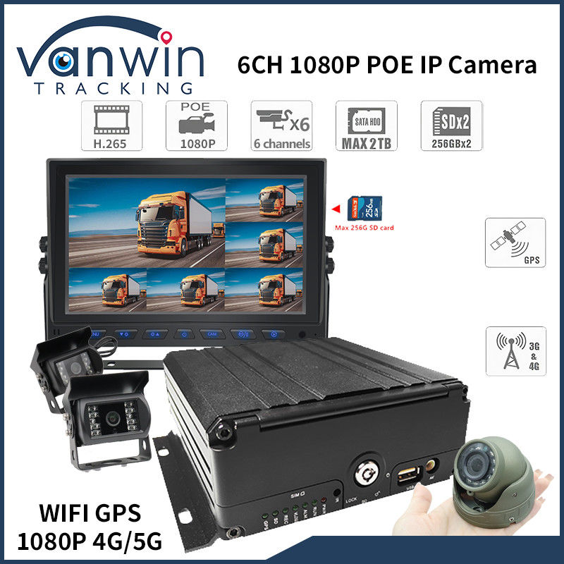 4G 6 قناة H. 265 HDD سيارة DVR المحمول للكاميرا الأمنية السيارة