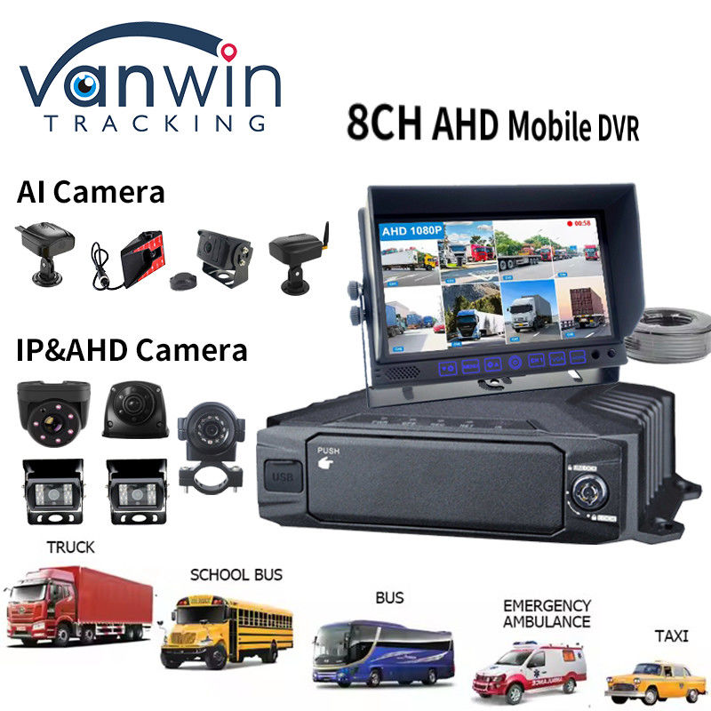 HDD 1080p 8ch DVR المحمول 4g GPS WIFI MDVR Kit نظام الكاميرا لمراقبة المركبات أمن السيارة