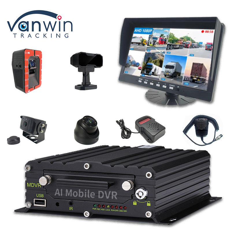 ADAS DMS BSD AI مركبة أسطول كاميرا سيارة مع 8CH WiFi GPS 4G Live View DVR المحمول للسيارة