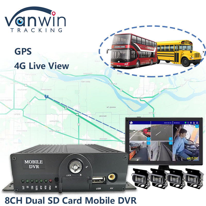 8CH AHD بطاقة SD مزدوجة نظام DVR المحمول 4G WIFI GPS MDVR لعرض مباشر