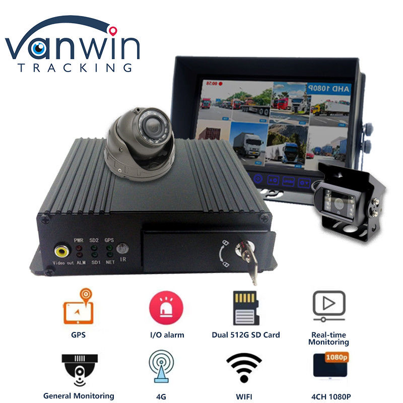 MAX 512GB ذاكرة بطاقة SD مزدوجة 4CH محمول DVR مع 4G GPS 1080P بطاقة SD كامل HD Mdvr