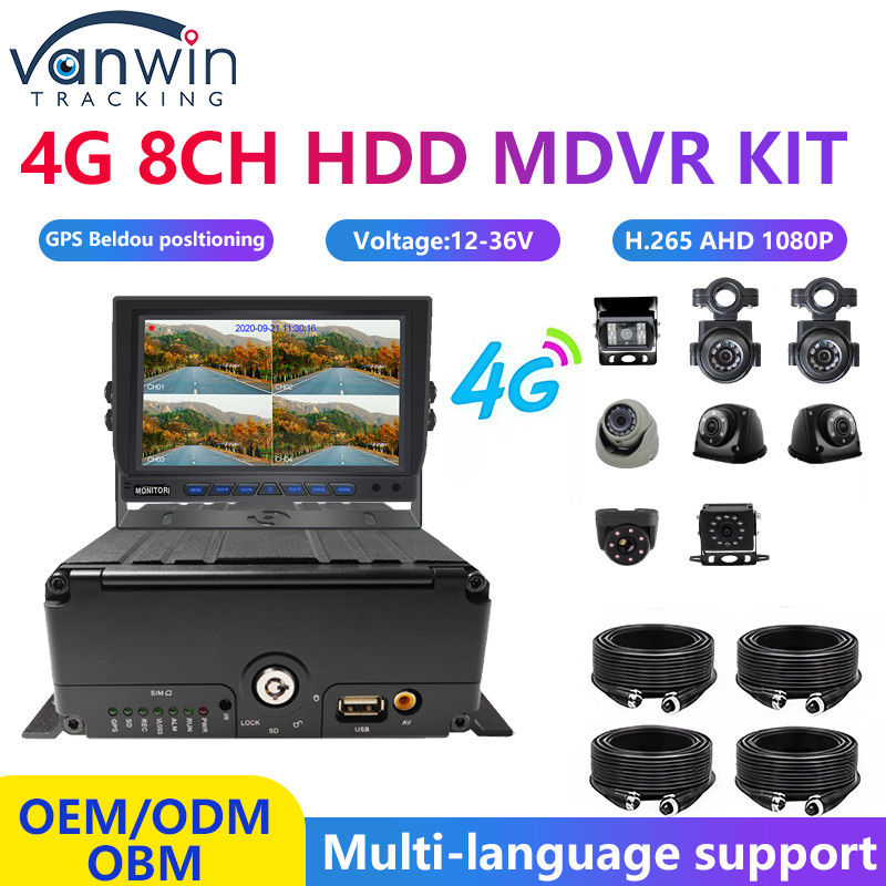 H.265 8CH HDD 1080P نظام DVR المحمول مع 4G MDVR Kit وظيفة GPS WIFI لإدارة الأسطول