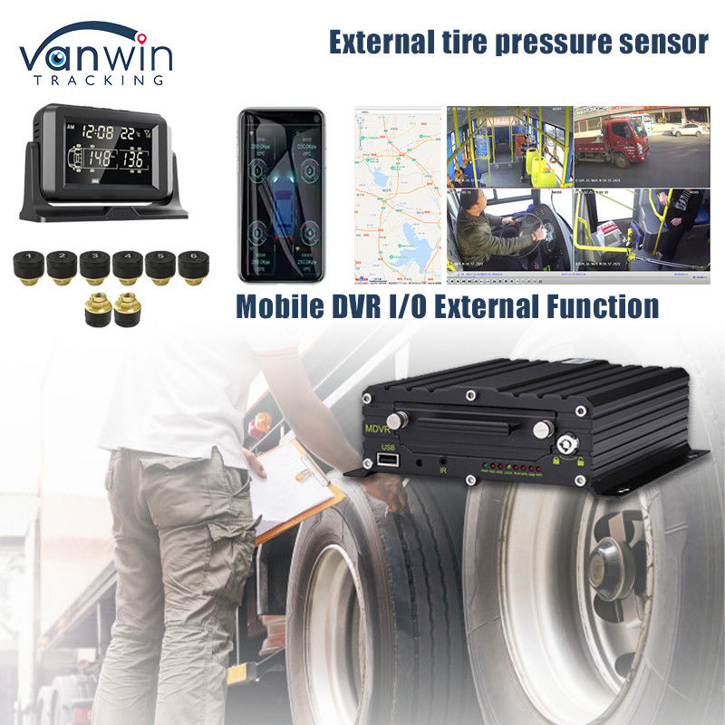 دعم 4G GPS DVR المحمول 4 / 8 / 10 ضغط الإطارات في الوقت الحقيقي نظام مراقبة ذكي