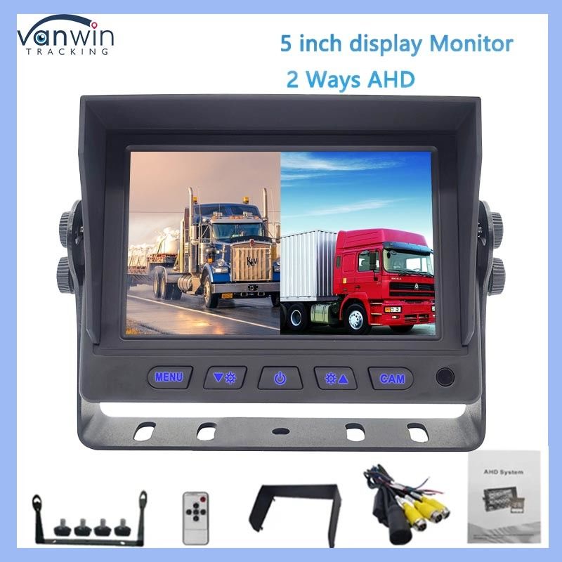 جهاز مراقبة GPS للسيارات 5 بوصات HD AHD الرقمي TFT LCD نظام مراقبة السيارات الصغير IPS شاشة عرض خلفية