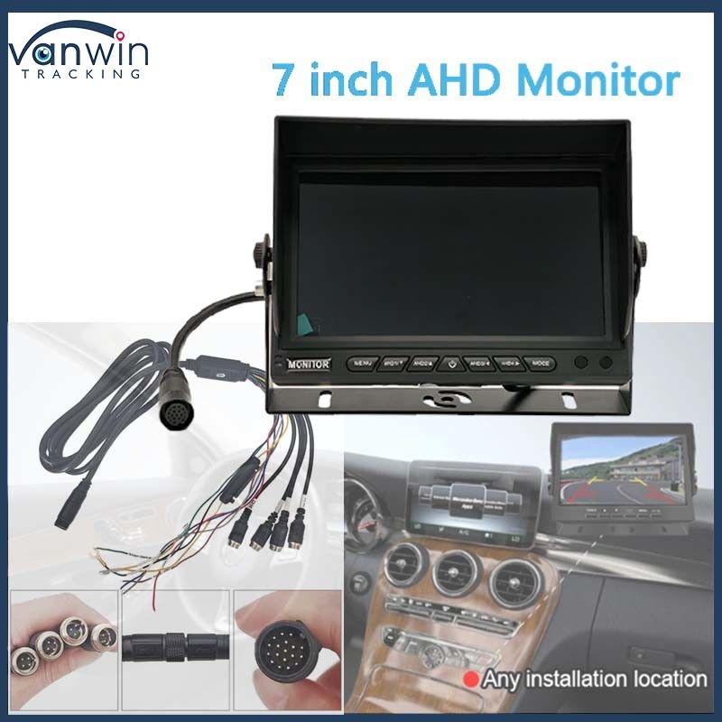 AHD 1080P MDVR Monitor 7 بوصة تقسيم شاشة شاشة شاشة بطاقة SD كاميرا الرؤية الخلفية عجلة التنقل
