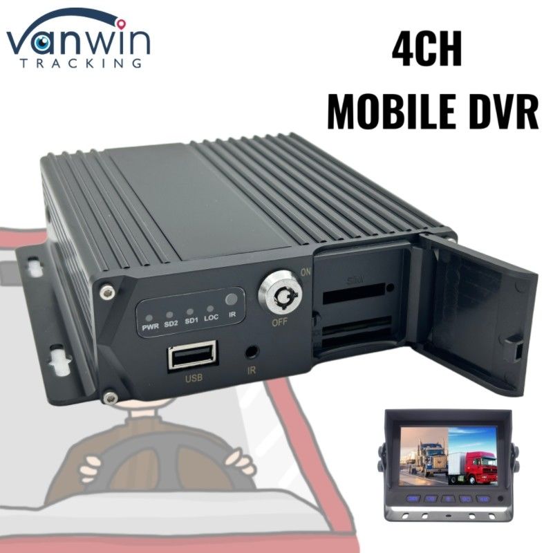 4 قناة بطاقة SD DVR المحمول بطاقة مزدوجة وضع الاستعداد مزدوجة لمراقبة المركبات