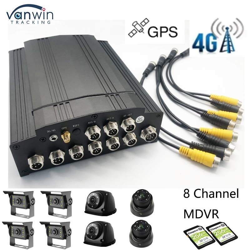 Full HD 1080P 8CH DVR المحمول بطاقة SD 4G GPS H.265 CMSV6 نظام أمن DVR للشاحنات