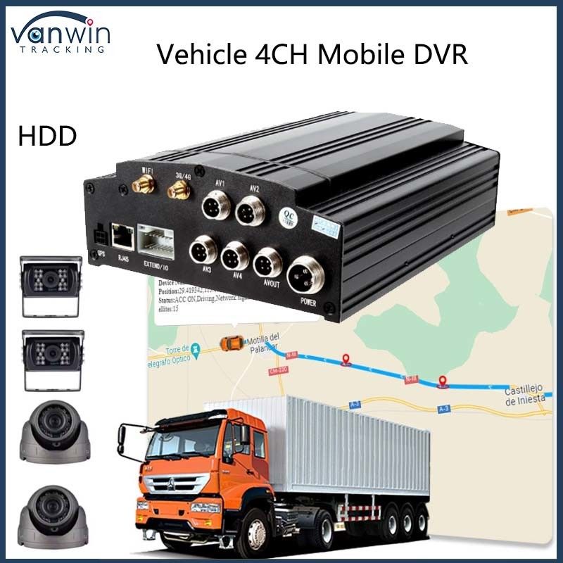 4 قنوات DVR المحمول 4G GPS WIFI HDD 1080P AHD Card DVR للشاحنات الحافلة في المدينة