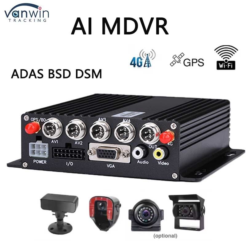 4 قنوات ADAS DSM Car DVR مع 4G GPS AHD Camera SD Card Video Recorder للتدريب على قيادة السيارات