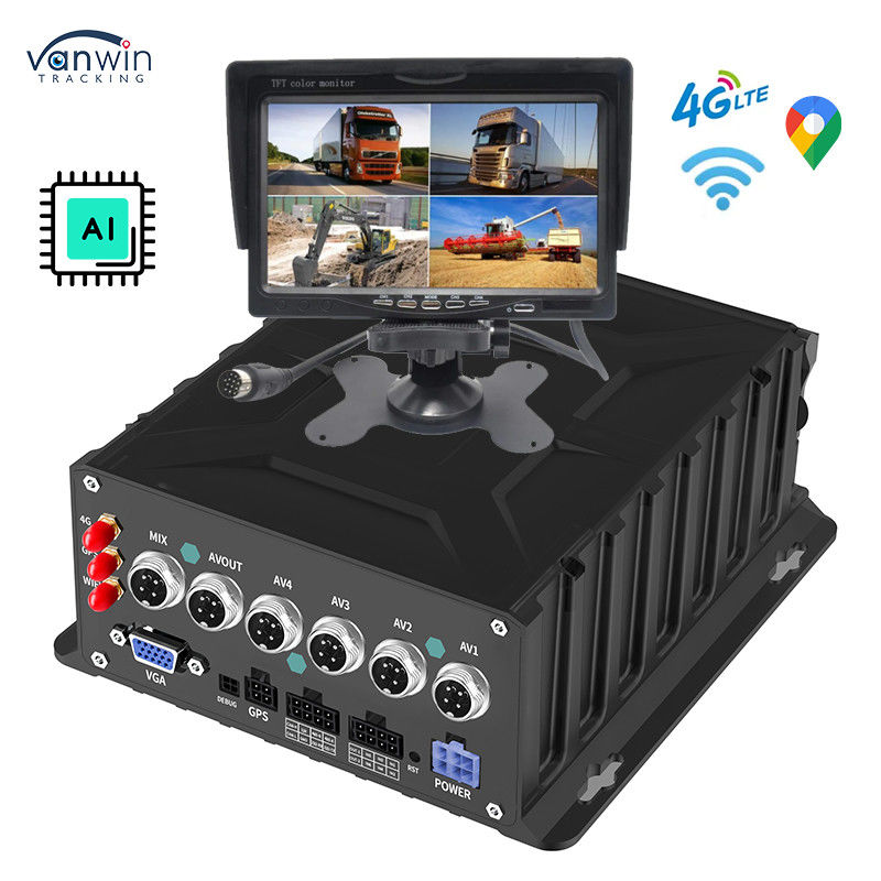 4CH 1080P مراقبة المركبات الكاميرا الاحتياطية العكسية AI MDVR نظام تتبع GPS للسيارة