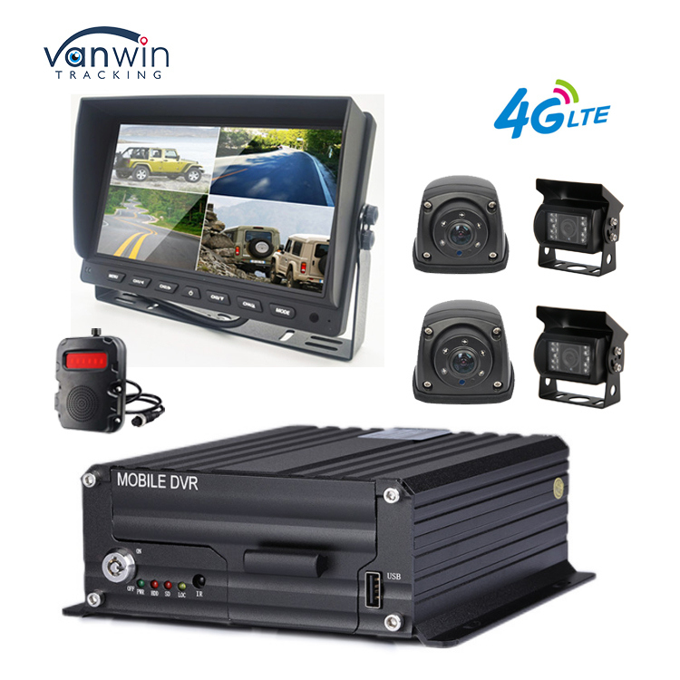1080P 4CH MDVR كاميرا مقاومة للماء 7 بوصة شاشة مسجل 4G GPS عكس كاميرا احتياطية مركبة حافلة شاحنة سيارة مساعدة عكسية