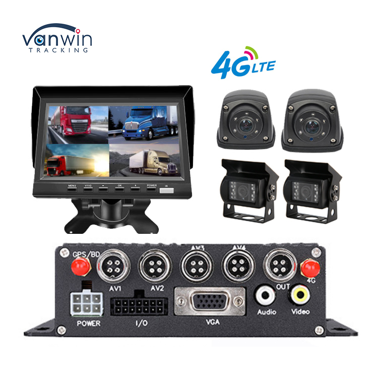 مسجل فيديو 4CH MDVR 1080P مع نظام تحديد المواقع 4G مراقبة عن بعد في الوقت الحقيقي لإدارة أسطول الحافلات والشاحنات والشاحنات
